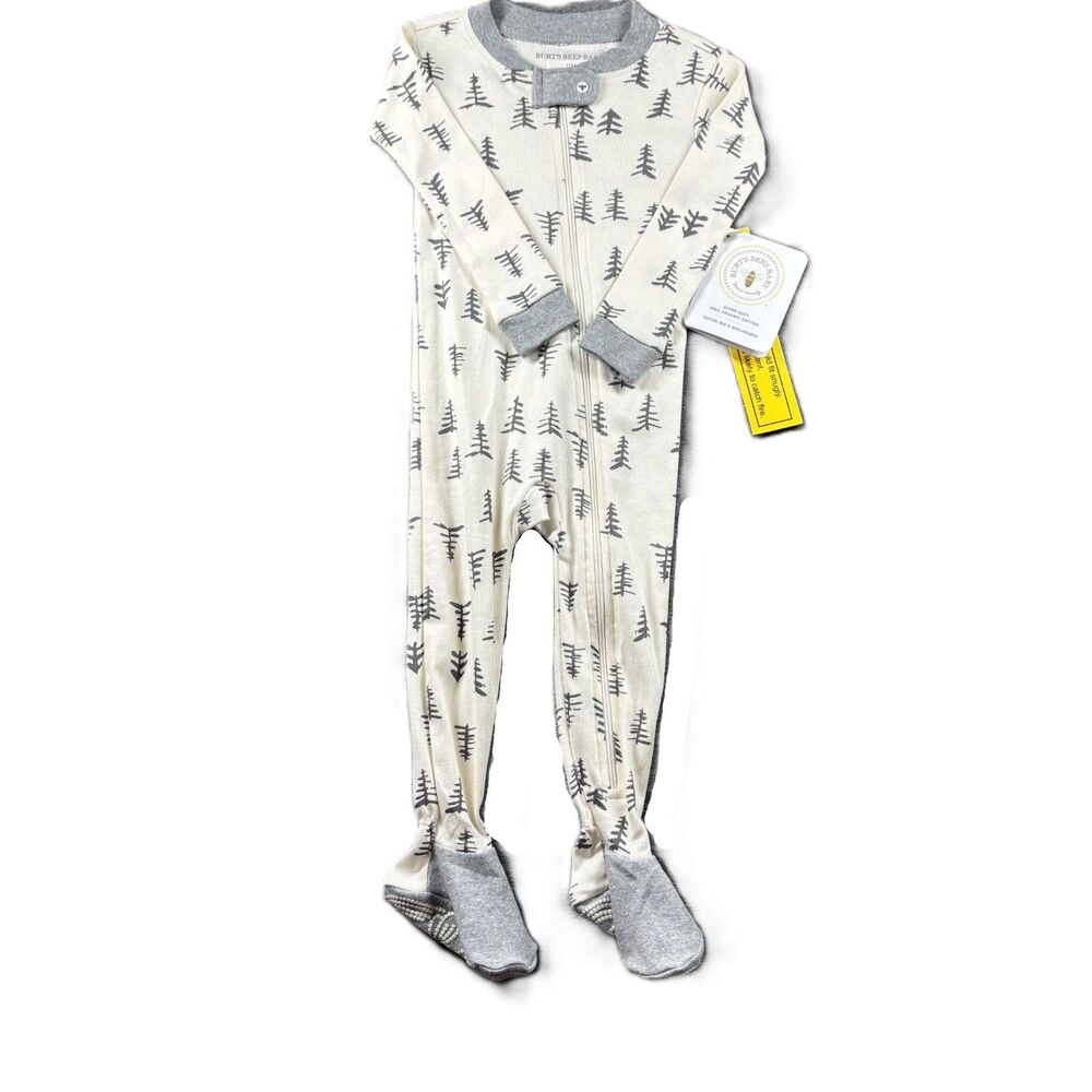 Burt's Bees Organic Cotton Boy/Girl Baby Sleeper Christmas Trees Footed 12M Q232